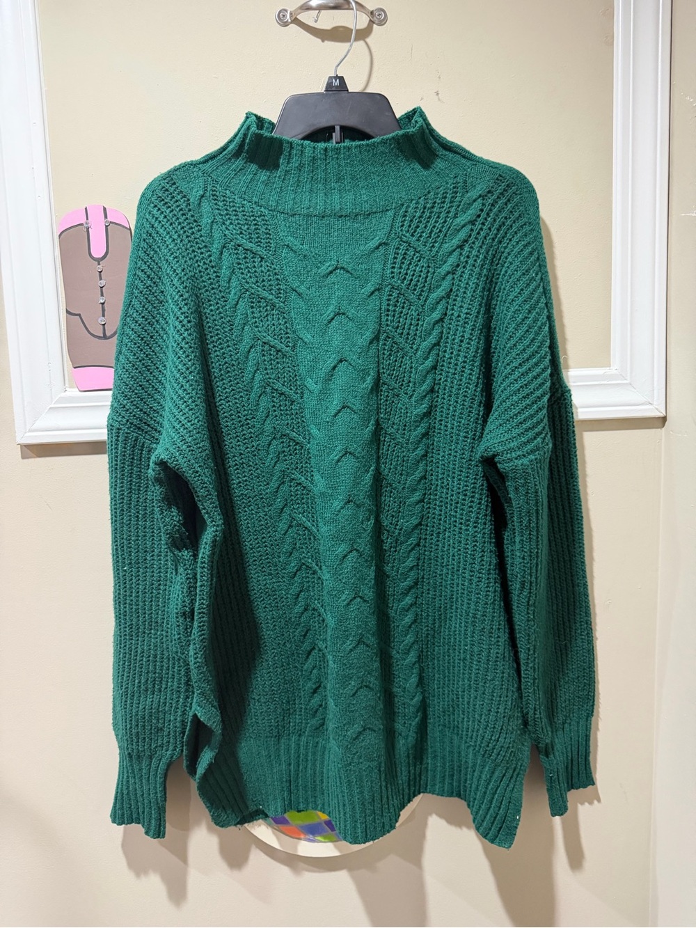 Maurices Green Cable Knit Mock Neck Sweater